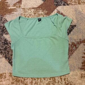 SHEIN Mint Green Ribbed Crop Top